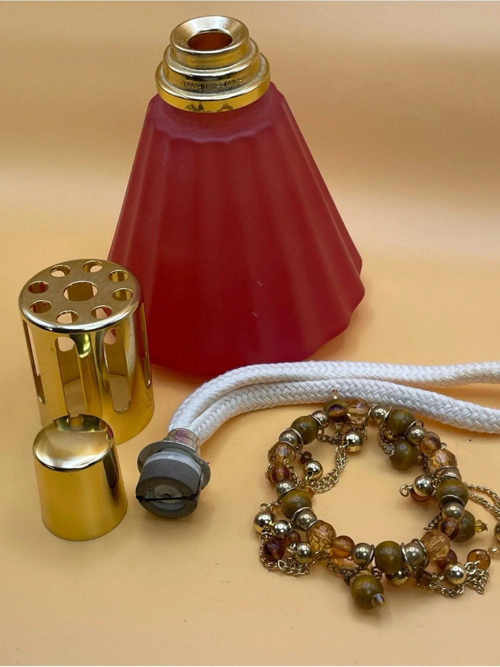 Lampe Berger France Frosted Fluted Glass Catalytic Diffuser with Beaded Cover